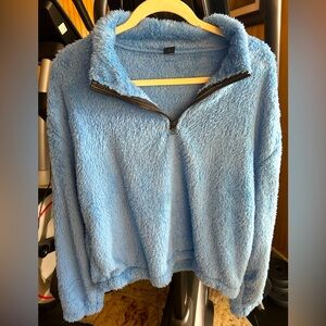 SHIEN Light Blue Sherpa Crewneck Sweater